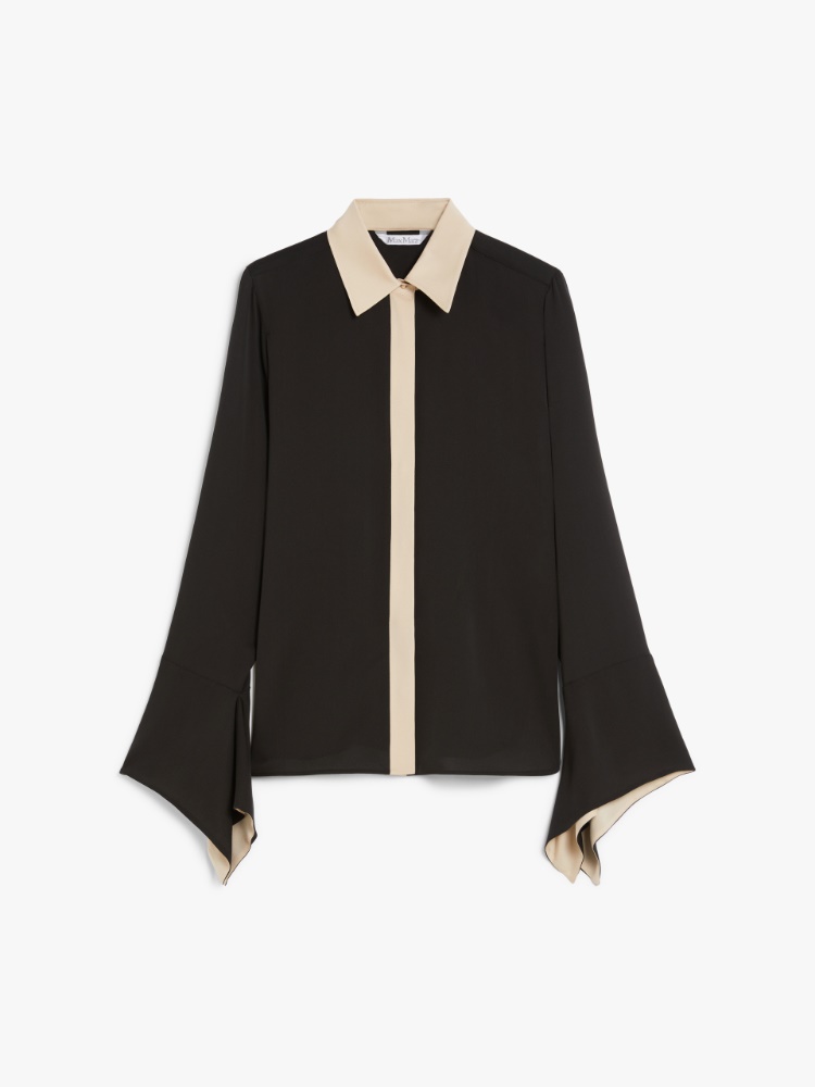 ★Max mara★ 25SS Pio シルクシャルメーズシャツ Colour block silk shirt, black | 