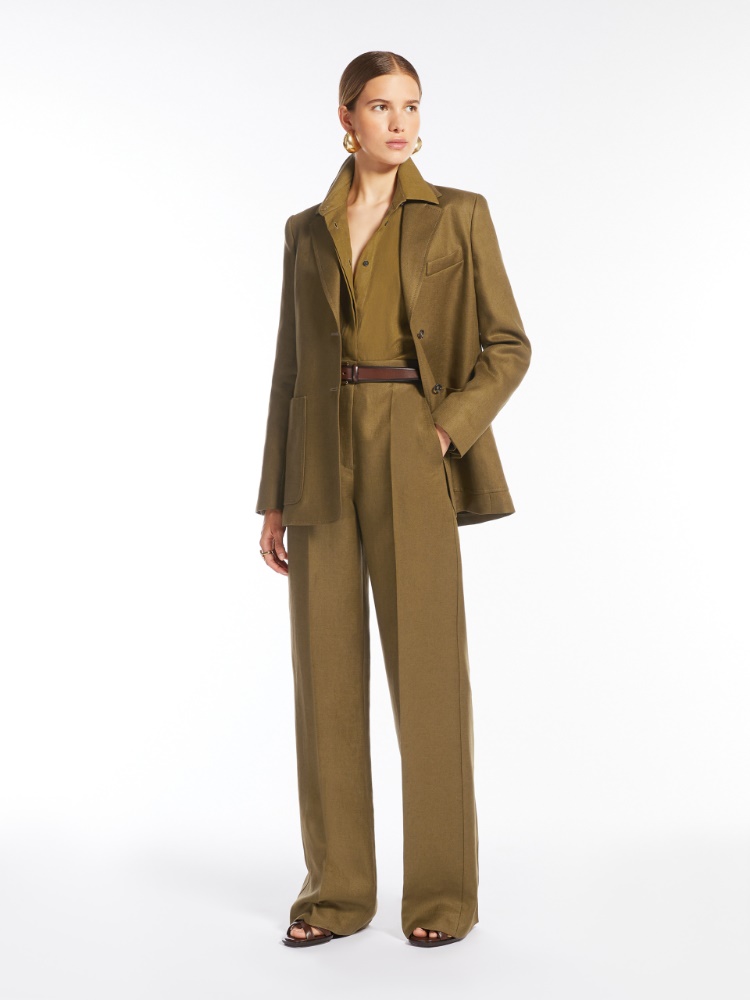 Light linen shirt - OLIVE GREEN - Max Mara