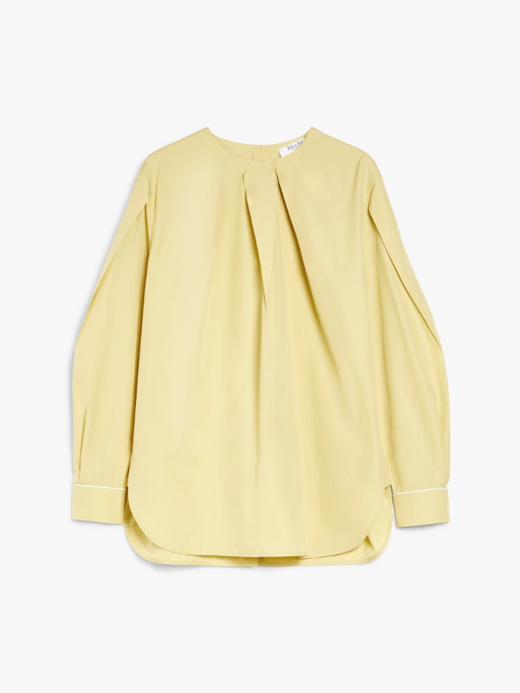 Oversized blouse in stretch poplin, lemon | 