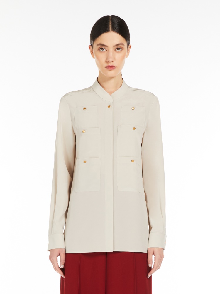 Tシャツ・カットソー Max Mara SS24 Biscuit silk shirt (2411111023600 004) 1111045106035-b-