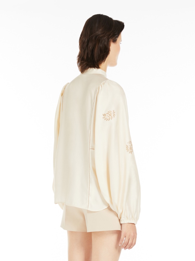 Max Mara Caladaio コットン サテン シャツ Lightweight cotton satin shirt, ivory | 