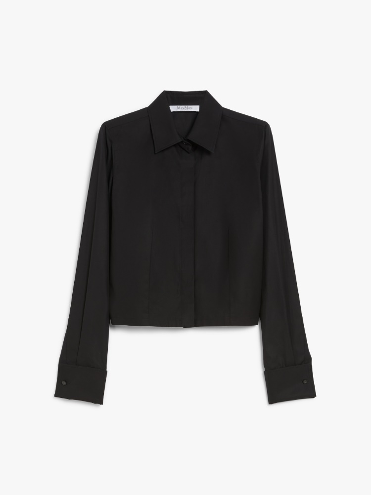 Cropped cotton shirt, black | 