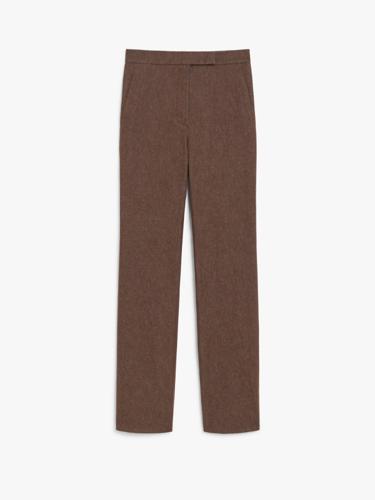 パンツ Max Mara GALIZIA SLIM FIT COTTON TROUSERS Slim-fit cotton trousers, brown | 