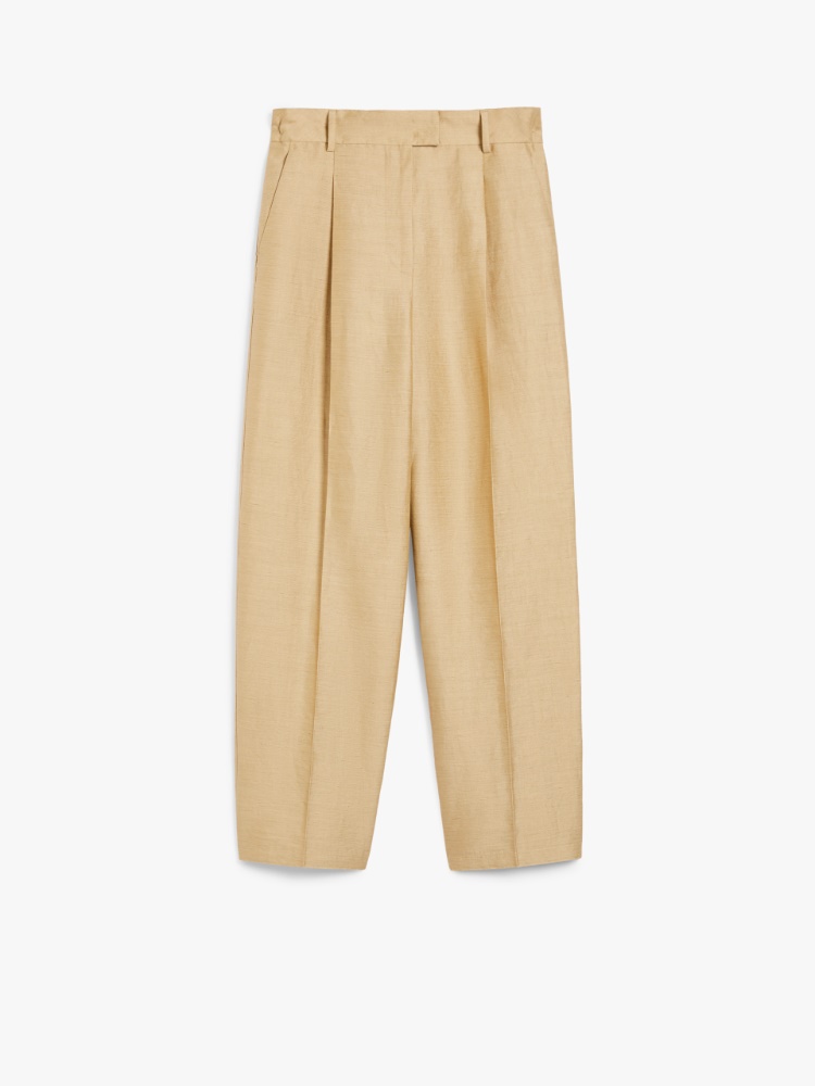 DT★Max Mara★nobile リネンシルクマットパンツ エフェードラ] リネン シルク ブレンド パンツ, light gold