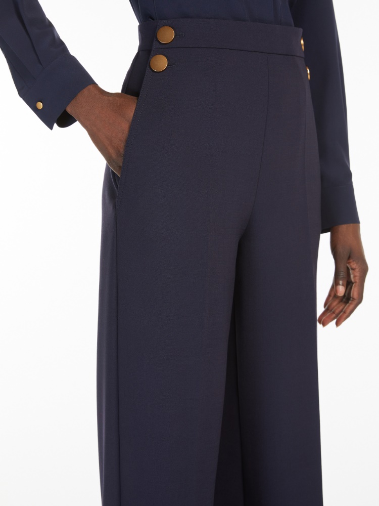 Wide-leg wool canvas trousers, ultramarine | 