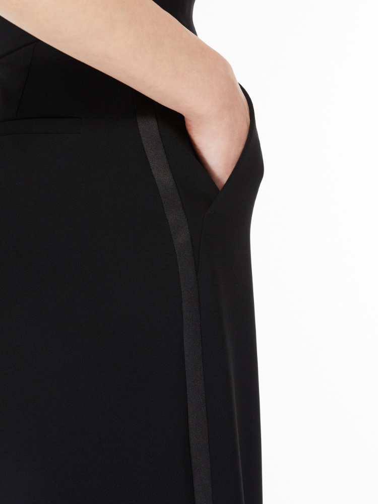 パンツ Max Mara Abetone Tuxedo Trousers In Stretch Cady Straight cady trousers, black | 