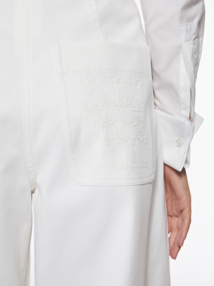 【関税&送料込み】Max Mara Mina Baloon Trousers Clothing Cotton twill baggy trousers, white |