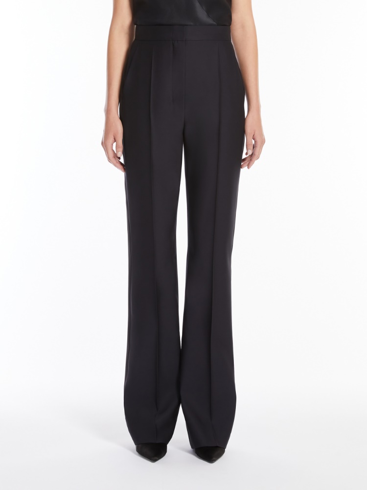 直営♪Max Mara ウール&シルク スリムフィット DELFINO Wool and silk slim trousers, midnightblue | 