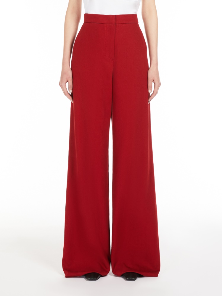 Cotton drill straight trousers, red | 