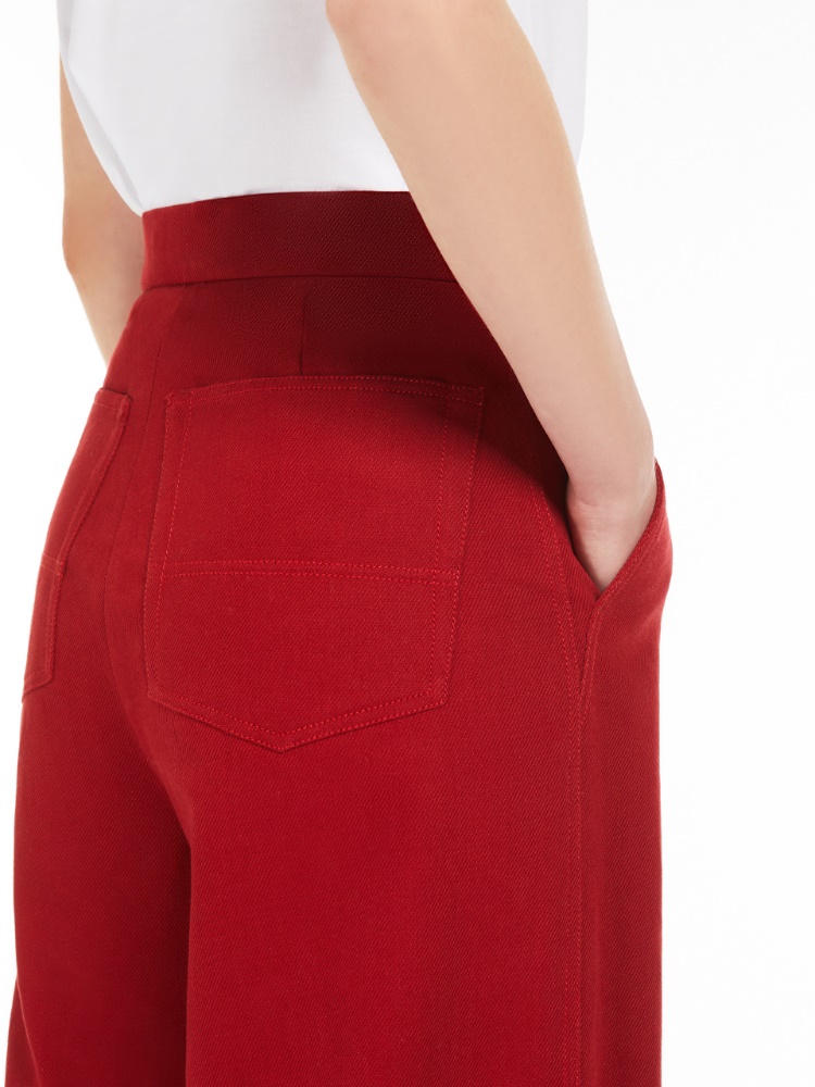 Cotton drill straight trousers, red | 