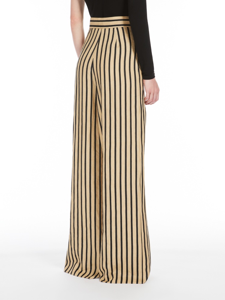 パンツ Max Mara Striped Formal Pants Striped linen and cotton trousers, sand | 