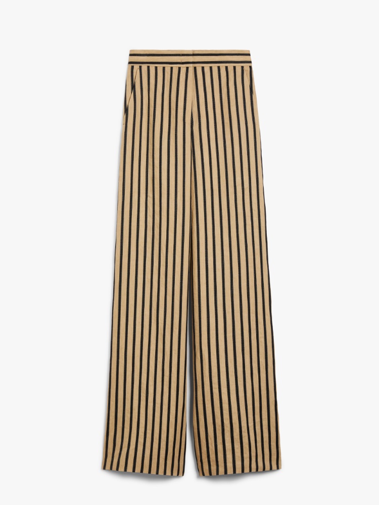 関税送料込MAXMARA Cestino ストライプ リネンコットンパンツ 1131055206004-w-