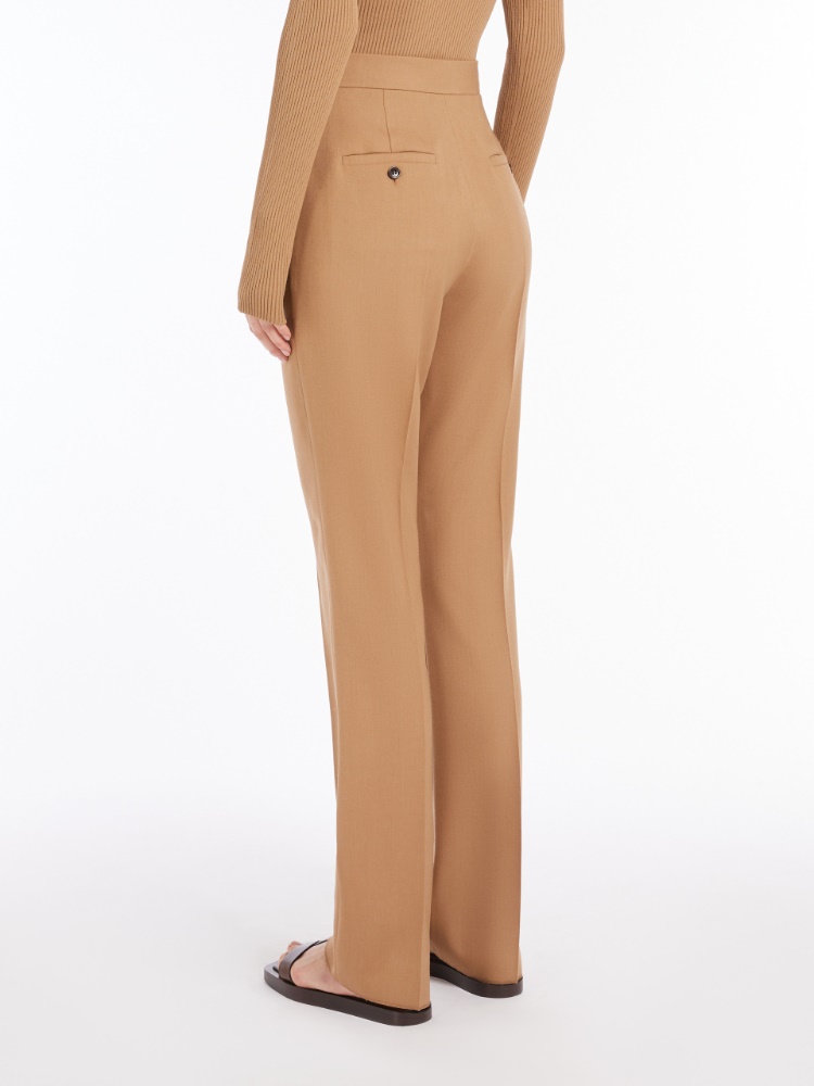 Straight-cut wool, mohair and silk trousers, hazelnut brown
