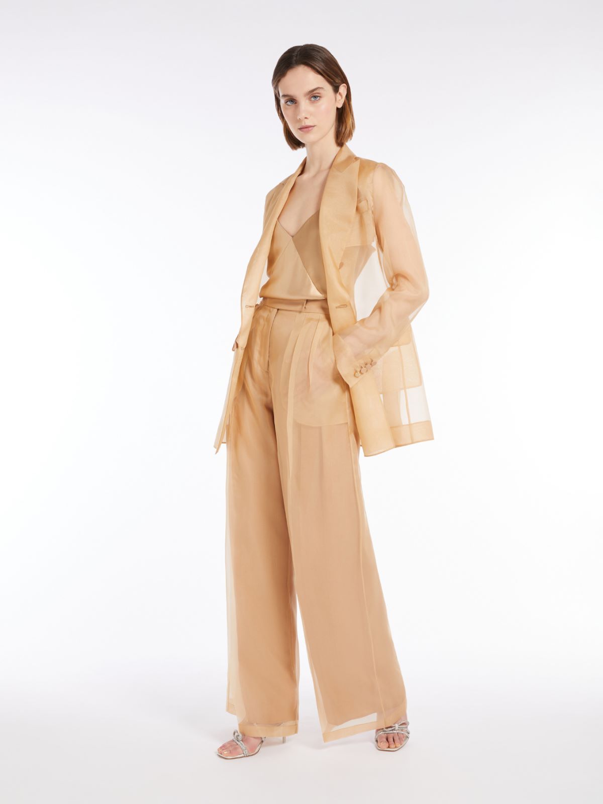 【関税&送料込】'S Max Mara S Max Mara Malika Trousers In L 5-pocket linen trousers, silver | 