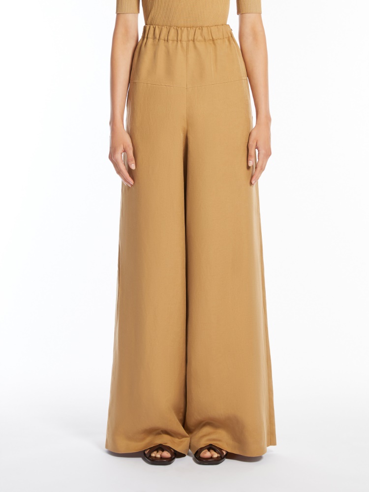【関税＆送料込み】Max Mara 'Onore' Pants Onore linen and silk twill wide-leg pants in brown - Max
