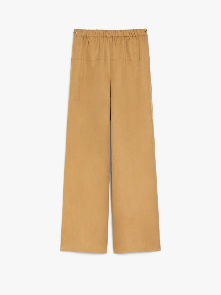 【関税＆送料込み】Max Mara 'Onore' Pants Onore linen and silk twill wide-leg pants in brown - Max