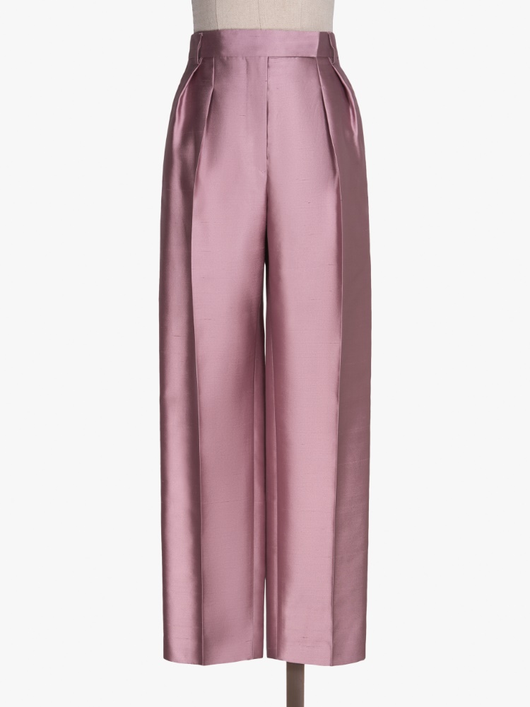Shantung silk and cotton trousers, mauve | 