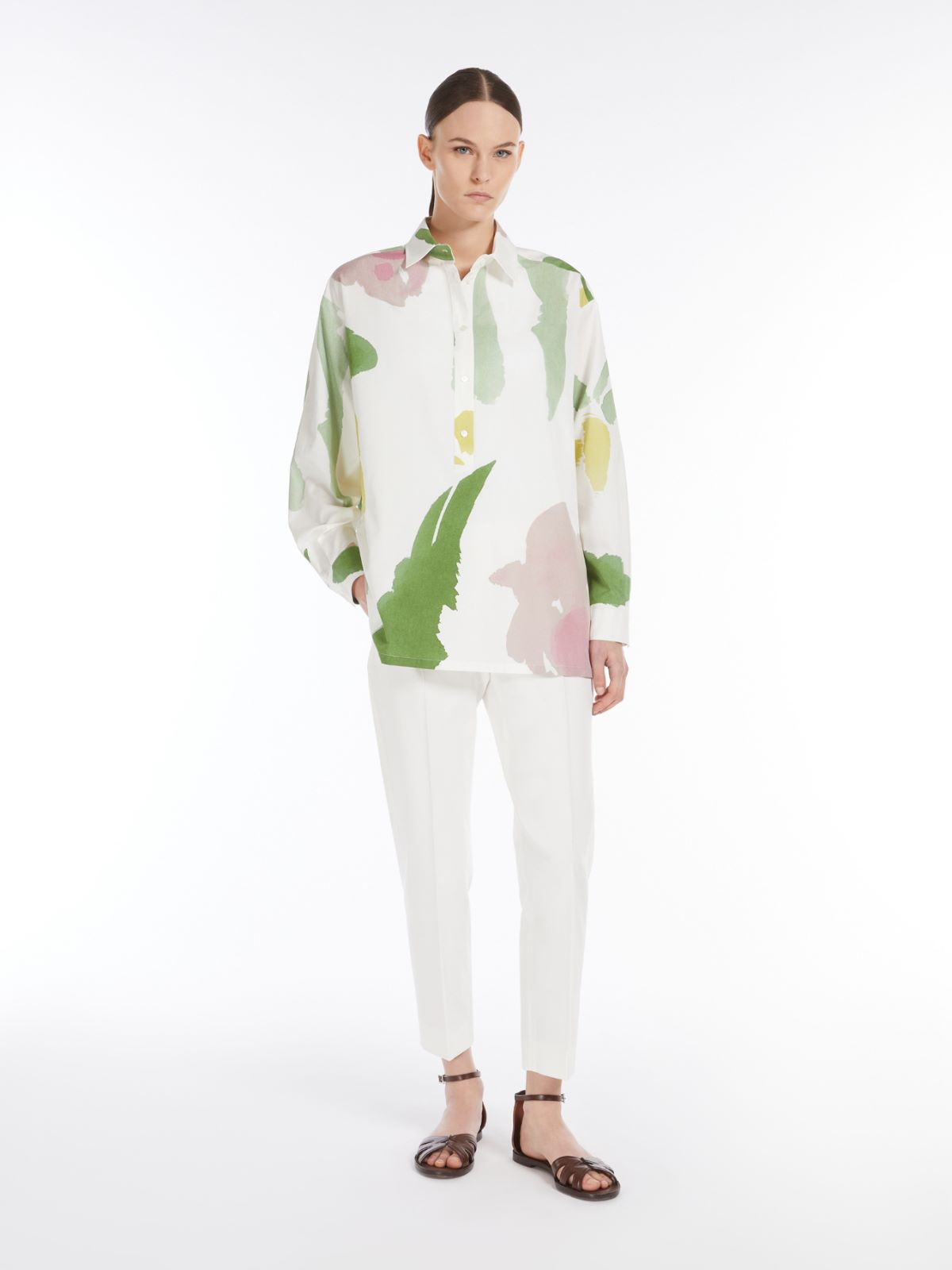 Stretch satin cropped trousers + WHITE - Max Mara