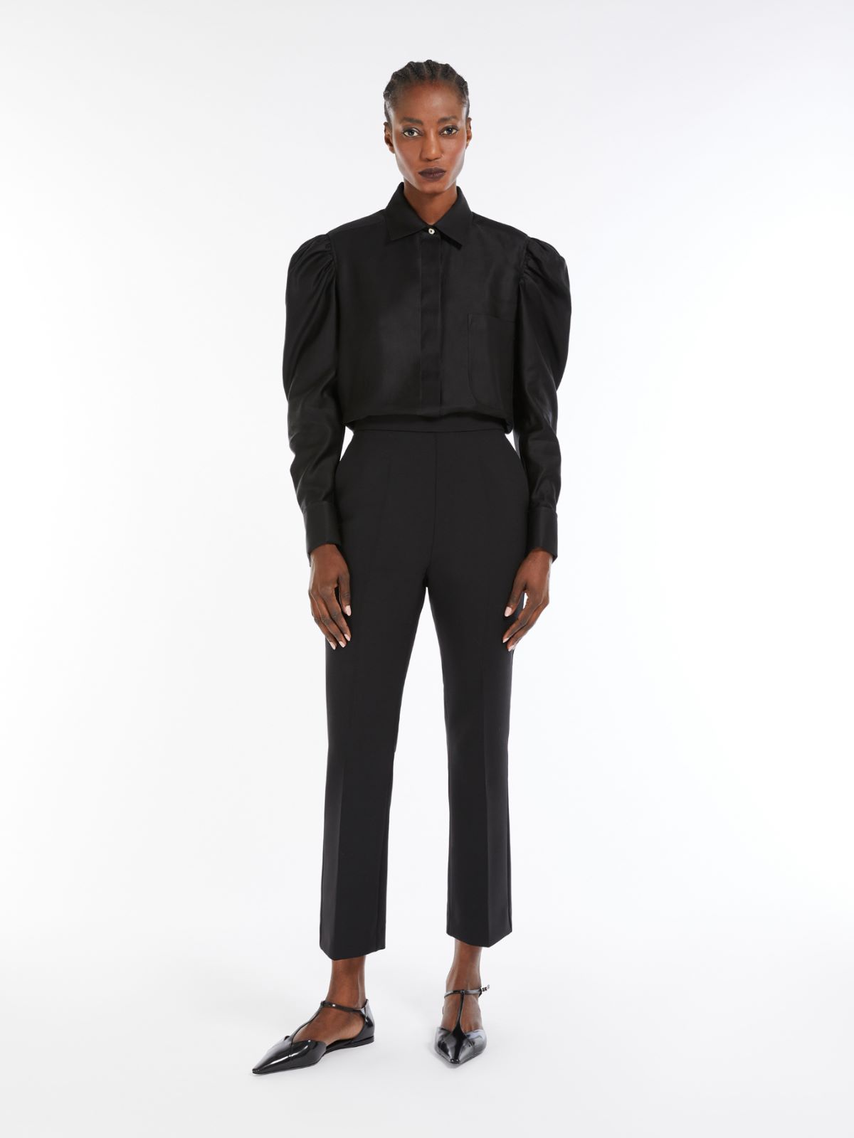 Wool crêpe trousers + BLACK - Max Mara