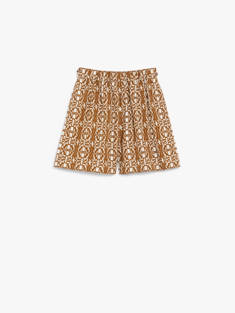 Printed poplin oversized blouse, tobacco | 