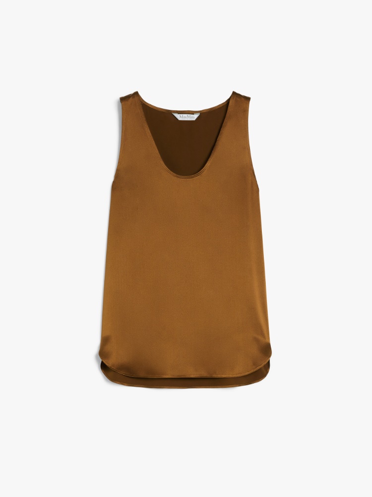 MAX MARA Filly silk top シルク タンクトップ Silk satin top, tobacco | 