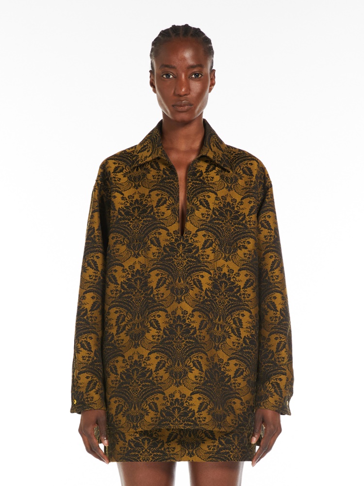 Wool jacquard shirt, amber | 
