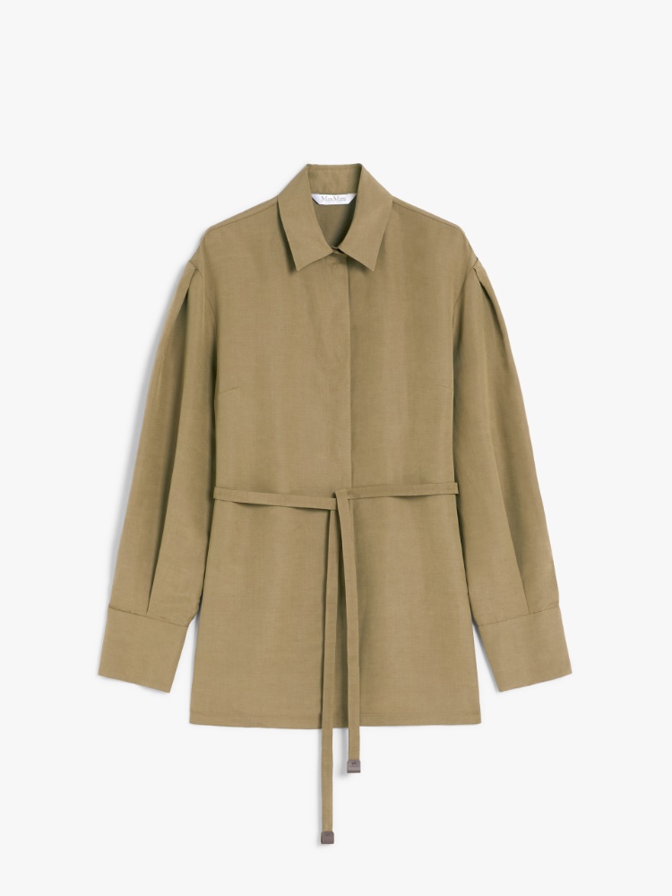 Tシャツ・カットソー Max Mara AFFARI - Linen and silk shirt with belt Linen and silk canvas shirt, beige |