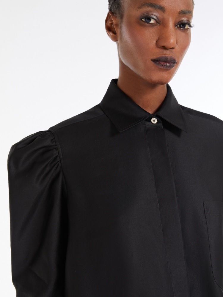 Cotton satin shirt, black | 
