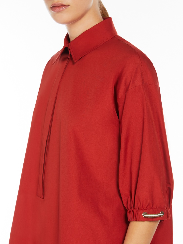 Tシャツ・カットソー Max Mara SS25 TEANO POPELINE SHIRT (2511191052600 001) Loose-fitting cotton shirt, dark red | 