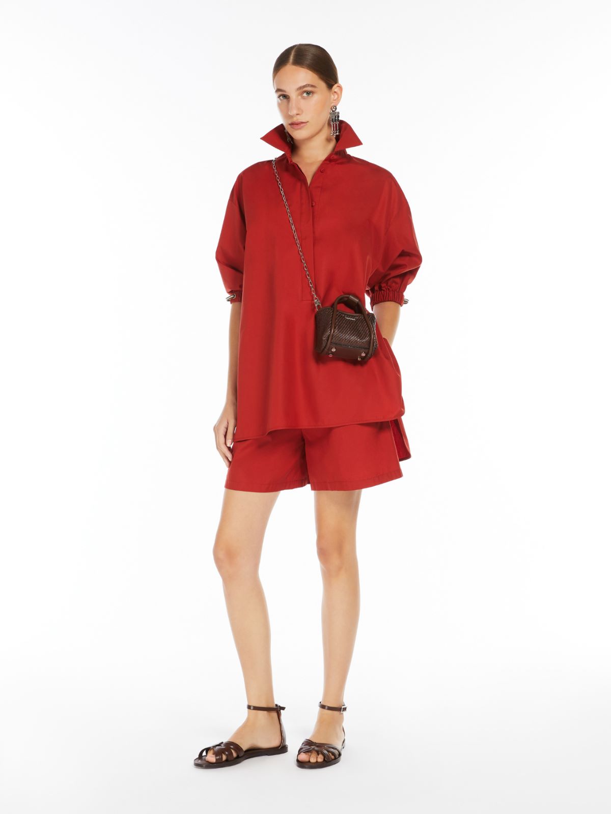Loose-fitting cotton shirt + DARK RED - Max Mara