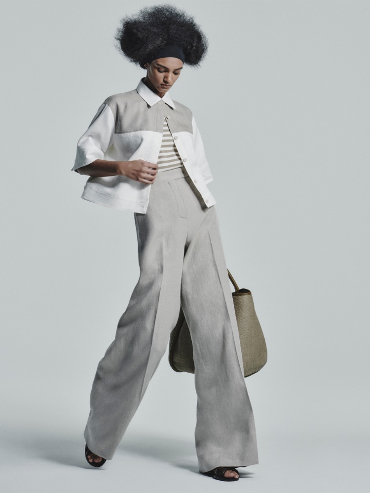 Linen canvas cropped blouse + WHITE - Max Mara
