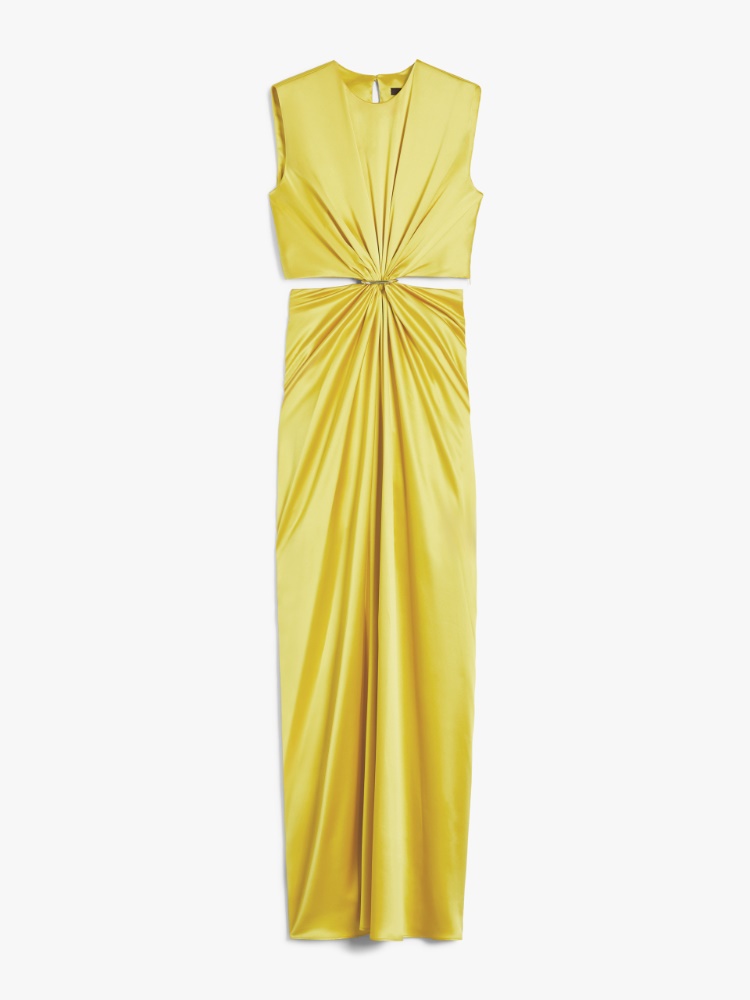 Silk satin hourglass dress, yellow | 