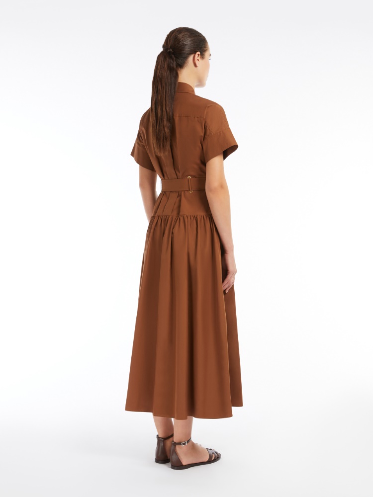 ワンピース Max Mara Agoraio Midi Dress In Cotton Poplin Max Mara Agoraio Midi Dress | Brown | FARFETCH