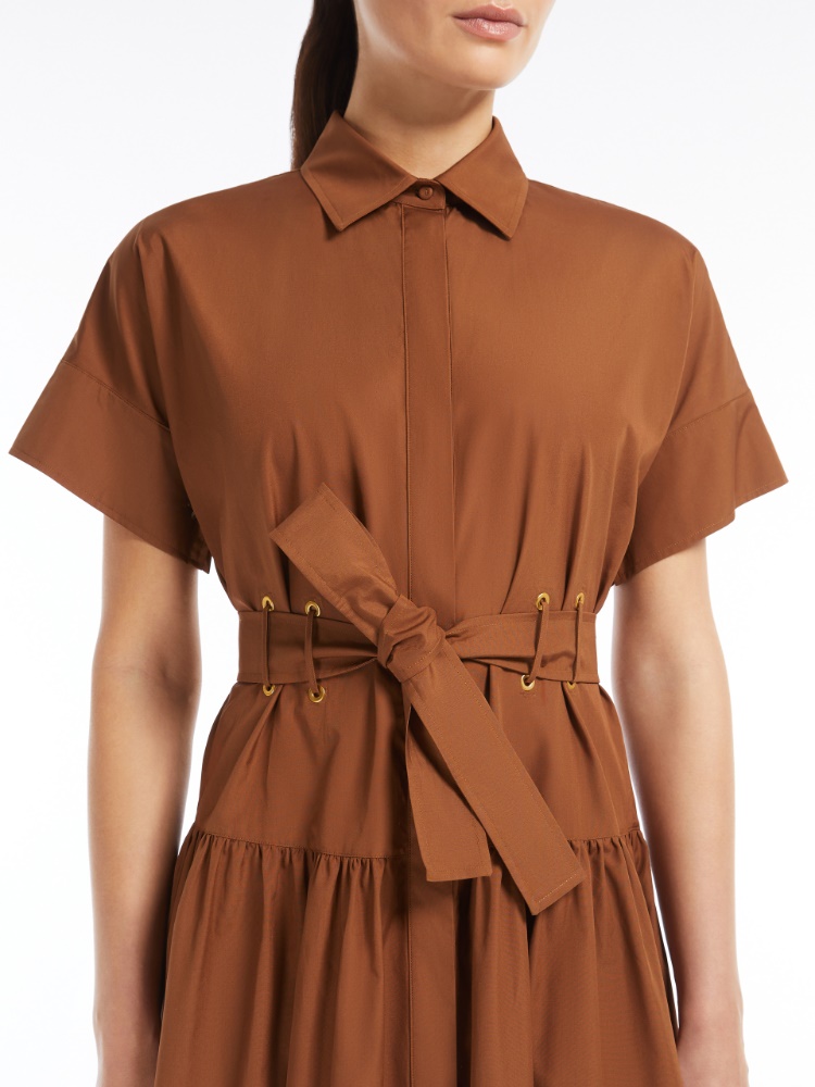 【関税込み】max mara AGOARIO' DRESS MAX MARA Agoraio belted eyelet-embellished cotton-poplin