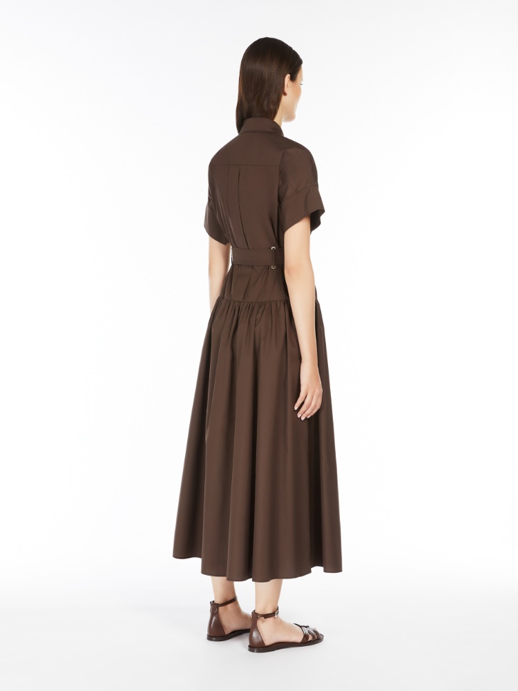 【関税&送料込】Max Mara Agoraio Midi Dress In Cotton Poplin Max Mara Agoraio Midi Dress | Brown | FARFETCH