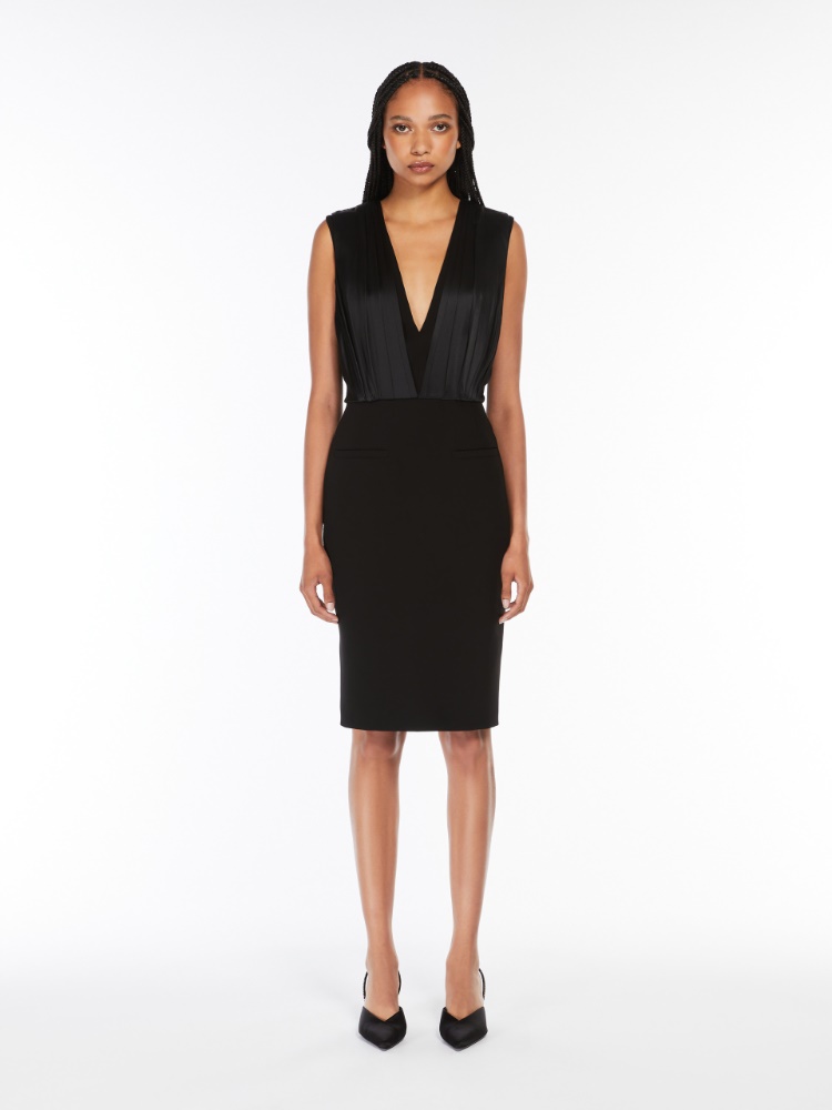 Lightweight cady midi dress, black | 