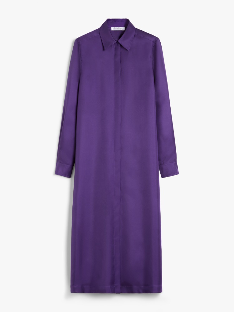 【MAX MARA】CRUSCA シルク シャツ ドレス Silk shirt dress, purple | 