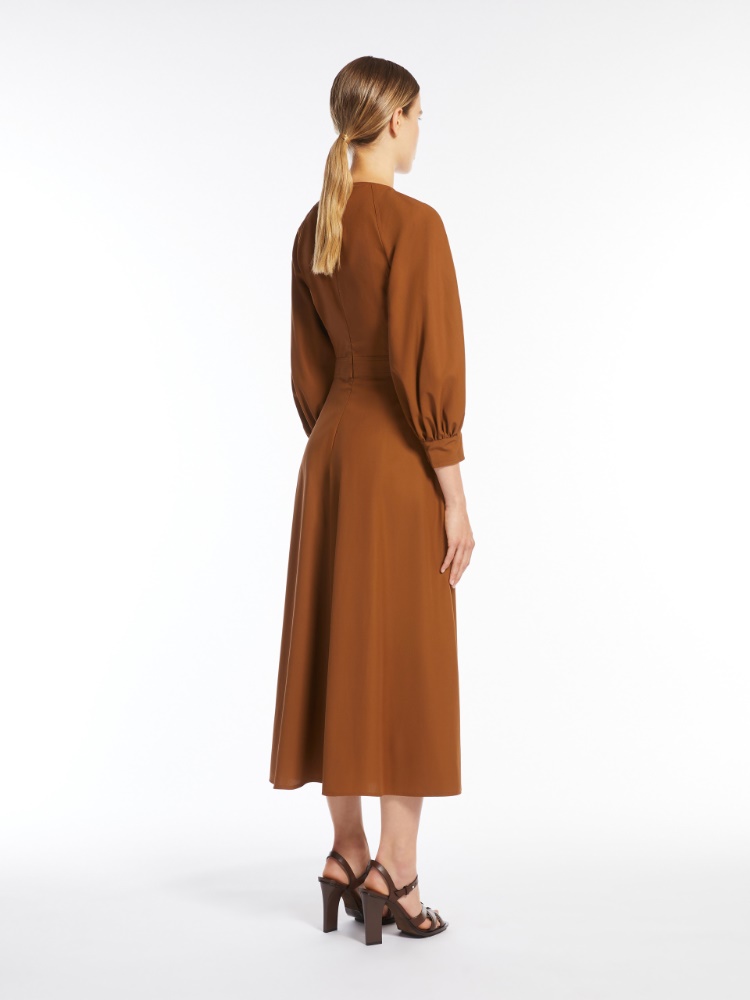 MAX MARA Pedaggi cotton midi dress マックスマラ ペダーギ Long cotton dress, tobacco | 