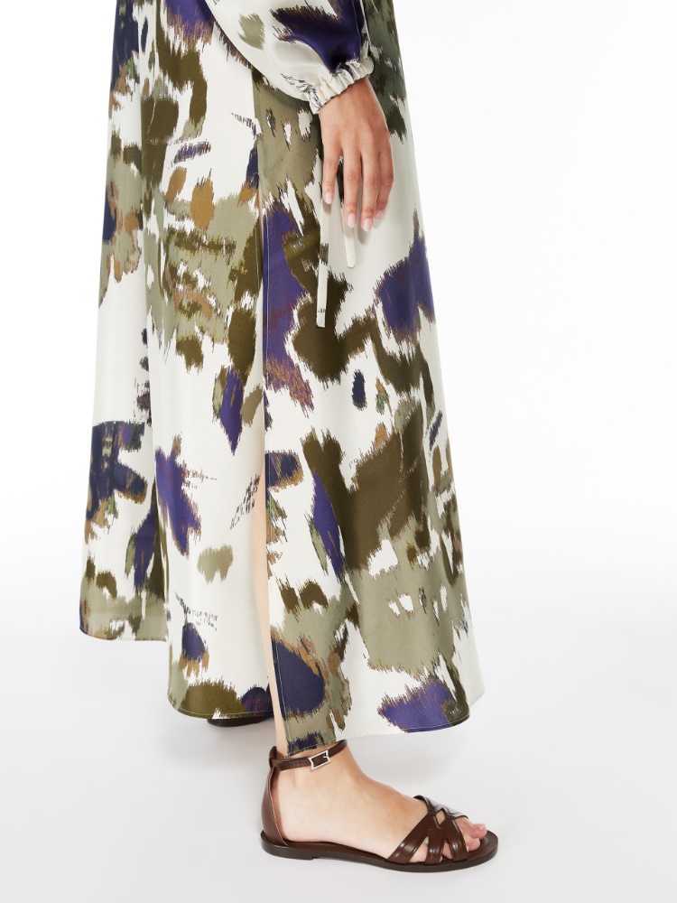 ☆MaxMara☆入手困難☆お洒落シルクシャンタンドレス/ MAESA Printed shantung silk dress, ivory | 