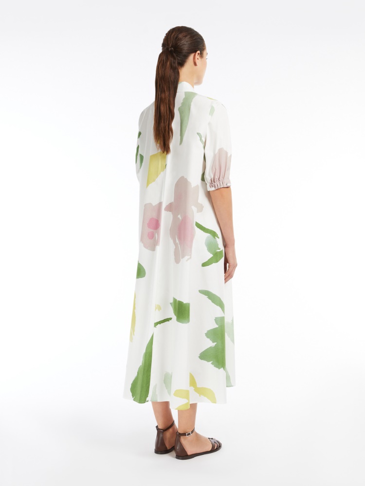 Dress in printed poplin, white | 