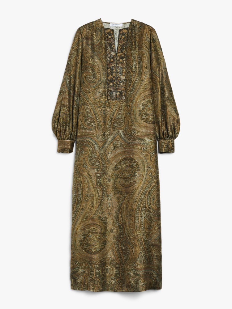 Tシャツ・カットソー MAX MARA STUDIO Women Tunic Tops 2516191014600UMILE038 GREEN Printed silk tunic dress, olive green |