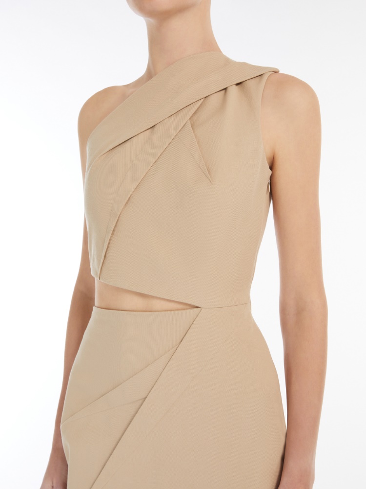 Close-fitting cotton twill dress, caramel | 