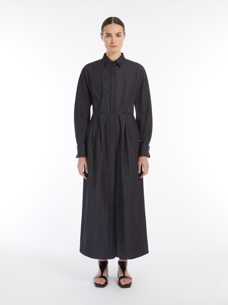 ワンピース Max Mara ALLER - Denim-effect chemise dress Max Mara Aller - Denim-effect Chemise Dress In Black | ModeSens