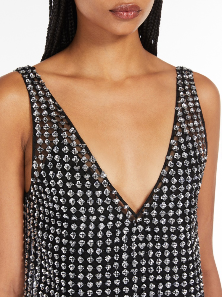 【送料&関税込】Max Mara rita Short Dress Short dress in organza and sequins, black |