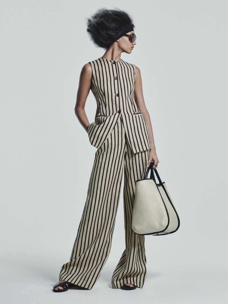 Striped linen and cotton waistcoat + SAND - Max Mara