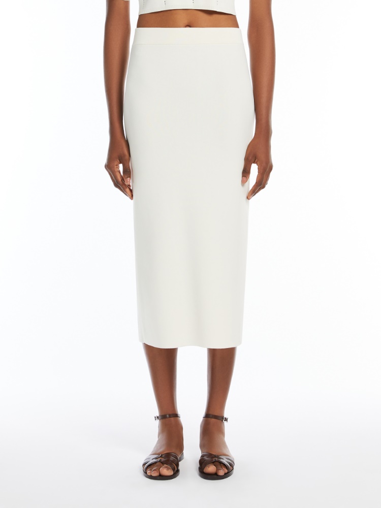 【関税込み】Max Mara Viscose crepe skirt Viscose crêpe pencil skirt, ivory | 