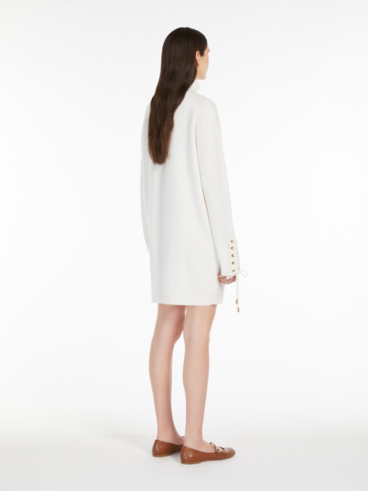 ★Max Mara★Ghinea ウールカシミアニットドレス Wool and cashmere semi-fitted dress, white | 