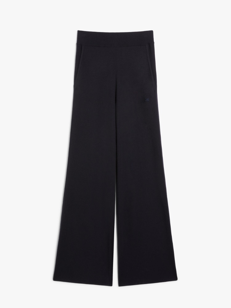 Wide-leg wool yarn trousers, ultramarine | 