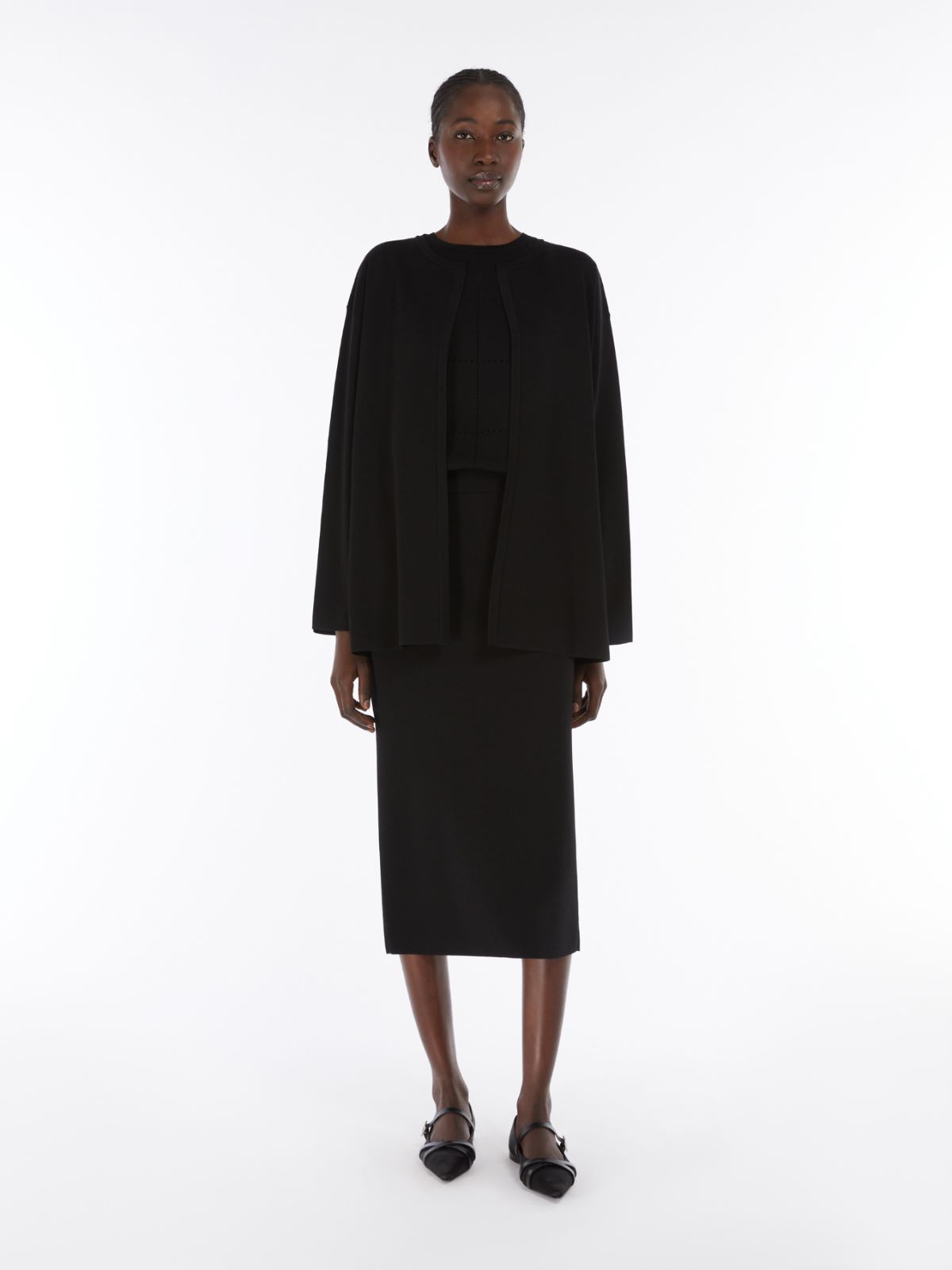 Viscose crepe cardigan + BLACK - Max Mara