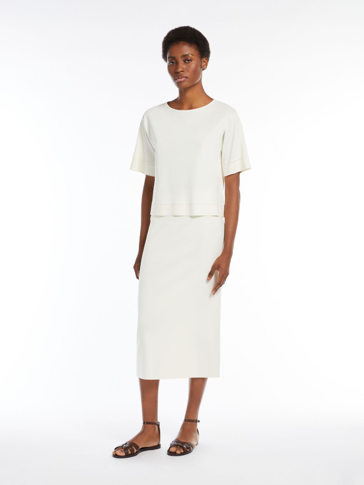 Viscose boat-neck sweater + IVORY - Max Mara